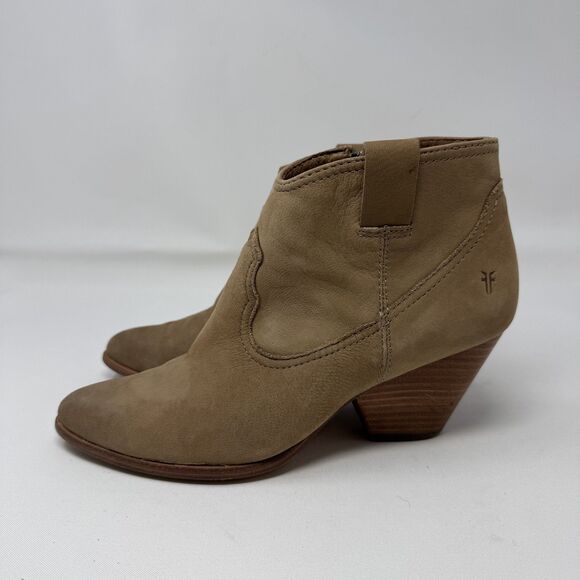 Frye Boots Womens Size 7M Suede Pointed Toe Zip Western Ankle Stacked Heel Shoes - Picture 4 of 9